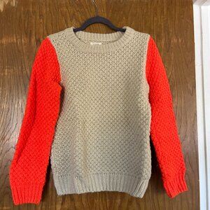 Anthropologie Numph Cream and Orange Crew Neck Sweater